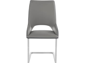 IRMA - Lot de 2 chaises de salle à manger en PU anthracite et gris clair