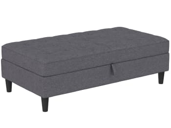 Presley - Pouf con contenitore in tessuto grigio