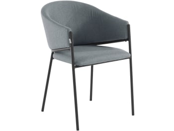 Martha - Lot de 2 chaises de salle à manger rembourrées en tissu gris