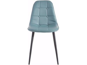 LUNA - Juego de 4 sillas de comedor tapizadas en pu azul