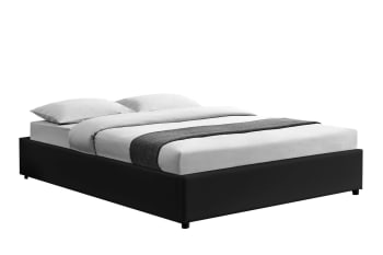 Kennington - Structure de lit avec coffre 140 x 190 cm noir