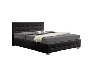 Newington - Struttura letto imbottita nera con contenitore 160x200 cm