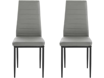 SANDY - Lot de 2 chaises de salle à manger rembourrées en PU gris