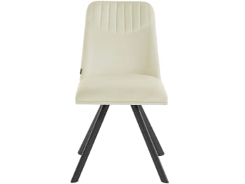 BELLA - Juego de 2 sillas de comedor tapizadas en terciopelo blanco crema