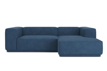 Sacha - Canapé d'angle en tissu 5 places bleu