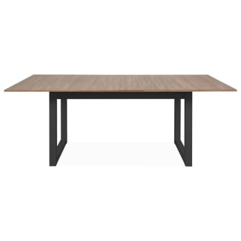 Table rectangulaire avec allonge 160/200x90x77 cm décor chêne et noir