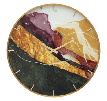 MITY - Orologio rotondo da parete in fibre di legno multicolore Ø cm 60x5