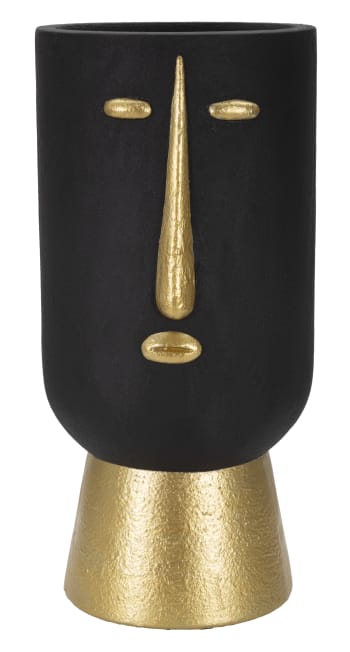 Vaso Decorativo In Resina A Forma Di Testa Umana - Orecchie Di Gatto, Colore Oro, 10-12 Cm - 3