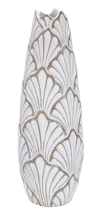 PANAMA - Vaso in resina bianco con decori in rilievo Ø cm 18,5x55