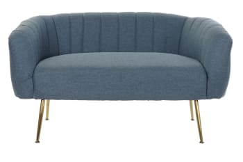 Sofa poliester metal azul 129x75x73cm