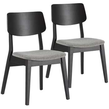 SUSI - Pack de 2 chaises couleur noir, Bois massif