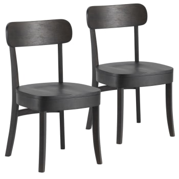 NALA - Pack de 2 chaises couleur noir, Bois massif