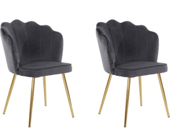 Silvia - Lot de 2 chaises de salle à manger rembourrées en velours gris