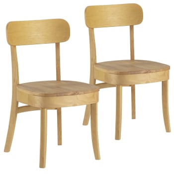 NALA - Pack de 2 chaises couleur chêne, bois massif