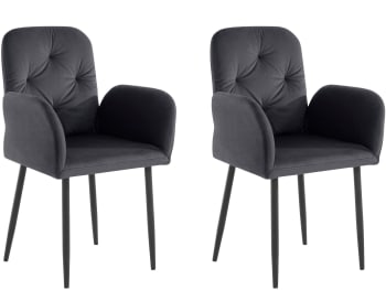 MILA - Lot de 2 chaises de salle à manger rembourrées en velours gris