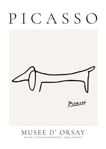 SEVEN WALL ART - Poster Pablo Picasso Animals Drawing Dog 30x40cm