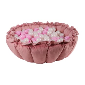 Blumen-Spielmatte mit Bällebad 100 Bällen 2in1 Rosa: Pastellrosa/Perle