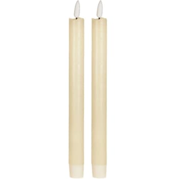 Set de 2 bougies longues chandelier LED ivoire