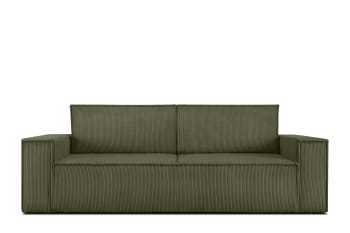 NAPI - Sofa 3 Sitzer, mit Schlaffunktion, in Pet Friendly Cord-Stoff, Grün