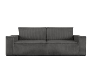 NAPI - Sofa 3 Sitzer, mit Schlaffunktion, in Pet Friendly Cord-Stoff, grau