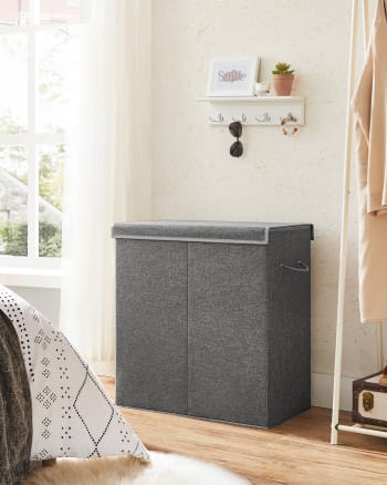 Panier à linge avec roulettes 160L en plastique gris 160L