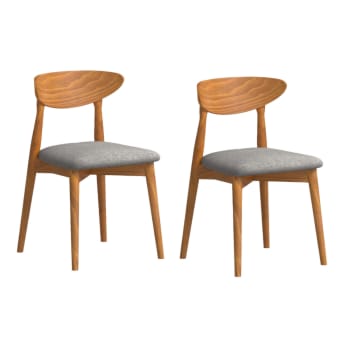 Mailis - Lot de 2 chaises en bois et tissu recyclé couleur gris