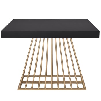 Table extensible 180 cm chêne plaqué noir, allonge intégrée Verona