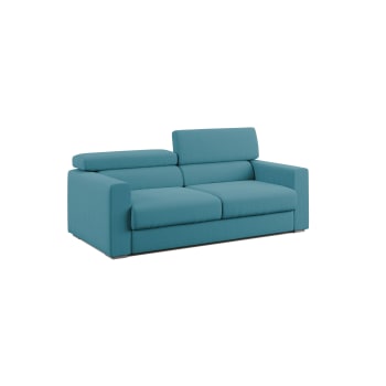 Divano con pouf estraibile e schienali movibili 160 cm Azzurro