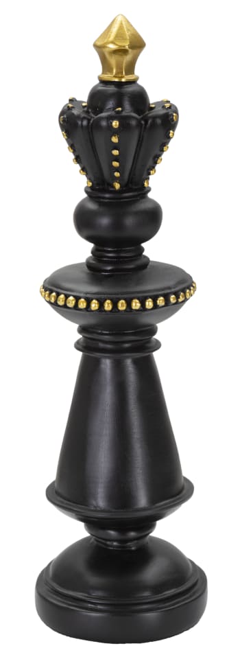 SCACCHI - Re degli scacchi in resina nero e dorato Ø cm 11x32,5