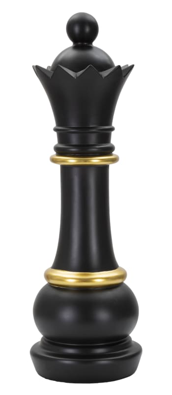 SCACCHI - Regina degli scacchi in resina nera e dorata Ø cm 15x50