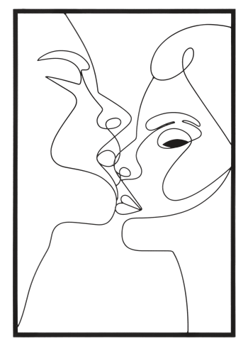 KISS - Pannello decorativo 3D in metallo nero bacio cm 60x1x90