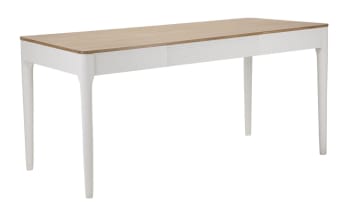 MATERA - Tavolo da pranzo rettangolare in legno bianco e marrone cm 180x90x80