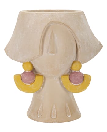 ELEGANT - Vaso in resina beige testa di donna cm 24,5x20,5x26