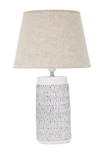 MALA LAMPADA DA TAVOLO IN CERAMICA EFFETTO CORDA CON PARALUME BEIGE IN  TESSUTO ALTEZZA CM 38 RL - Cristalensi Shop Online