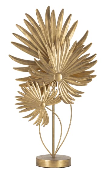 EXOTIC - Lampada da tavolo in metallo dorata con foglie cm 51x19,5x90