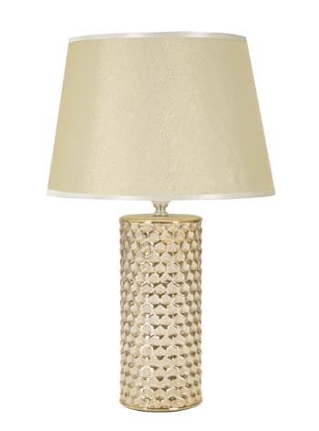 GOLD - Lampada da tavolo in ceramica dorata con paralume Ø cm 30x47,5