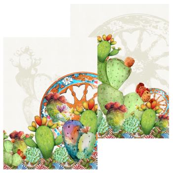 Sicilian vibes - Set di 2 strofinacci Verde Cactus in puro cotone 50x70 cm