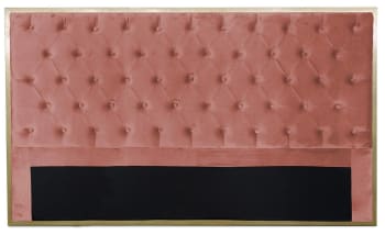 Mariella - Tête de lit 180cm métal or velours rose