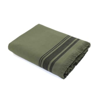 Faro - Futa toalla xxl algodón 200x180 verde caqui / negro