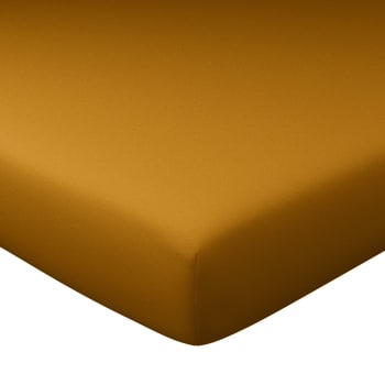 Percale 2015 - Drap-housse 90x200x28 marron bronze en coton