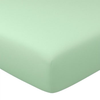 Coton uni lauréat - Drap-housse 80x200x28 vert jade en coton