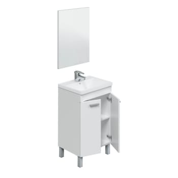 Mueble de lavabo con 2 puertas y espejo blanco