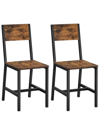 Chaises de salle à manger effet bois marron rustique