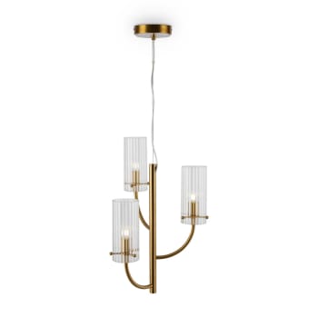 Lampadario Sospensione In Vetro Texture Verde Rigato, Attacco E27, Cavo Regolabile, Metallo Dorato