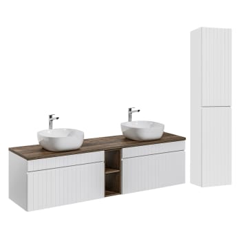 Set Mobili Bagno Roomart Atlantic - Mobile Con Lavabo, Specchio E Armadio, Bianco