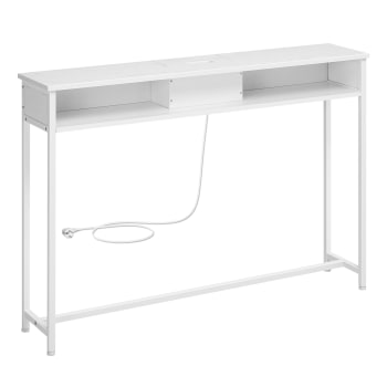 Table de console fine en bois blanc nuage