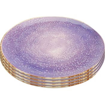 Shirley - Assiette plate en grès violet D26 - Lot de 4