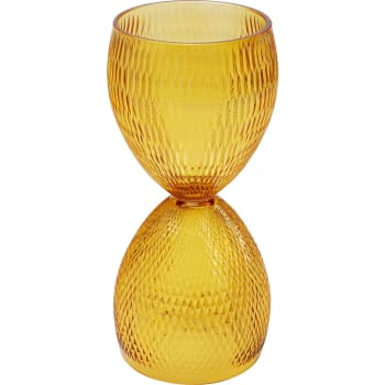 Duetto - Vase sablier en verre texturé jaune H31