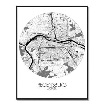 Poster Regensburg runde Karte 40x50