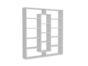 AMPLE - Bücherregal mit 14 Regalfächern in Weiß